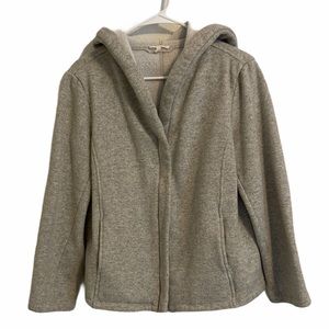 EILEEN FISHER Hooded Gray Wool Sweater Jacket
